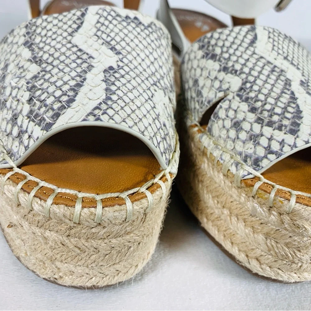 Franco Sarto Women’s Lexie Leather Ankle Strap Platform Woven Sandal Size 6.5M